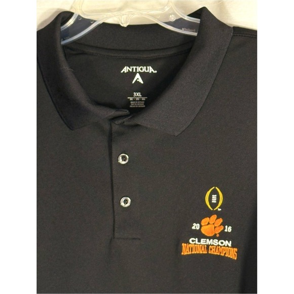 Antigua Other - Antigua Black Polo with Orange Clemson National Champions 3XL Embroidery